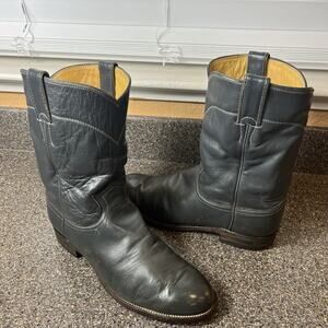 Justin Boots 3025 Roper Gray Leather Cowboy Western Riding Casual Mens Sz 8D USA